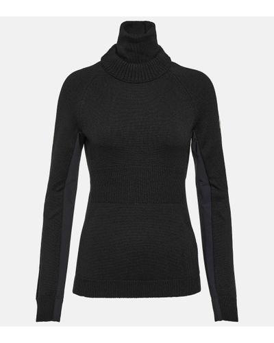 Moncler High-neck Slim-fit Stretch-woven Top - Black