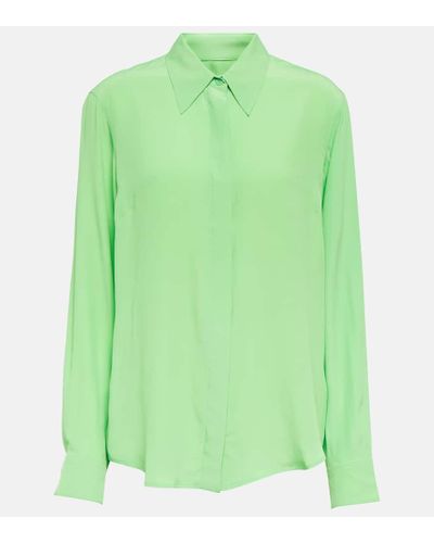 Dries Van Noten Camisa en crepe de china - Verde