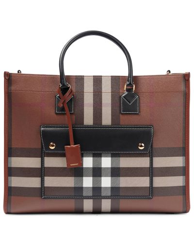 Burberry Freya Medium Canvas Tote Bag - Brown