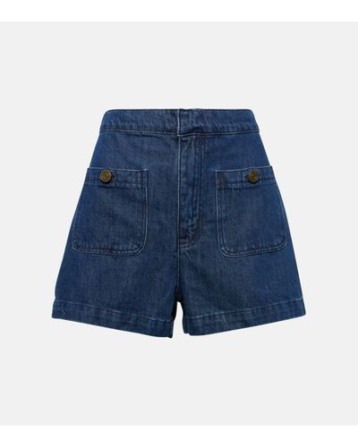 FRAME Patch Pocket Trouser Denim Shorts - Blue