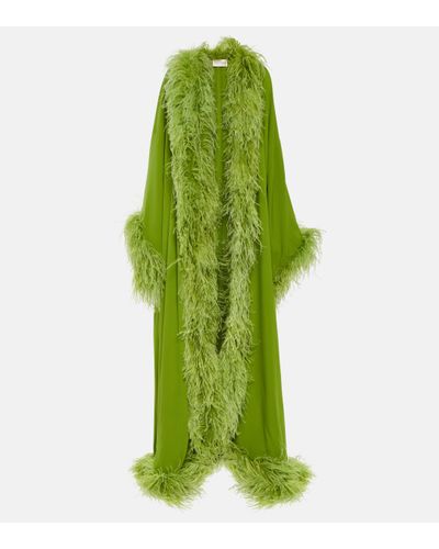 Valentino Manteau en soie a plumes - Vert