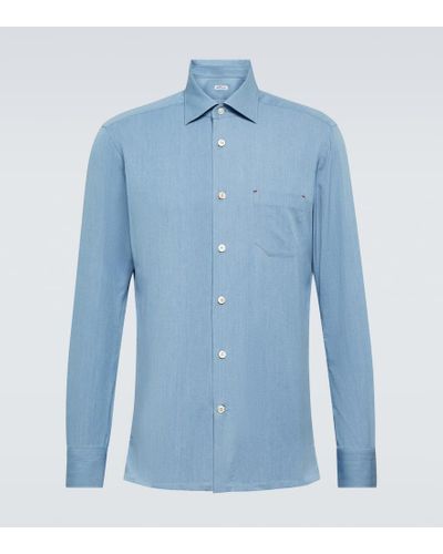 Kiton Camicia Oxford in cotone - Blu