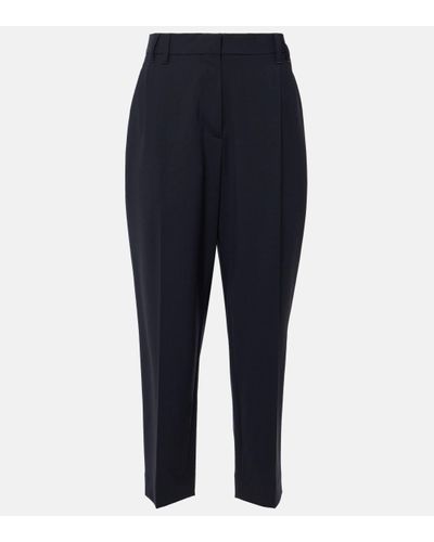 Brunello Cucinelli Wool-blend Tapered Trousers - Blue