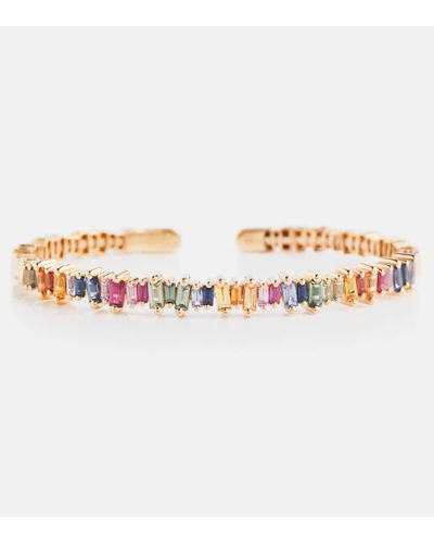 Suzanne Kalan Rainbow Fireworks 18kt Gold Cuff Bracelet With Sapphires - White