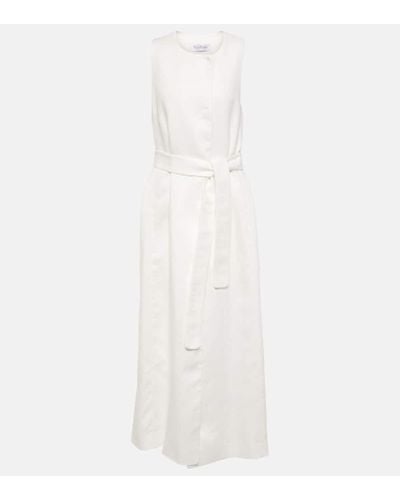 Max Mara Aureo Linen Twill Midi Wrap Dress - White