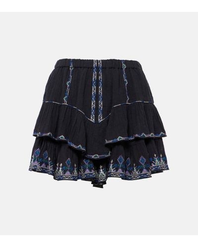 Isabel Marant Bestickte Shorts Jocadia aus Baumwolle - Blau