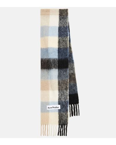 Acne Studios Checked Alpaca And Wool-blend Scarf - White