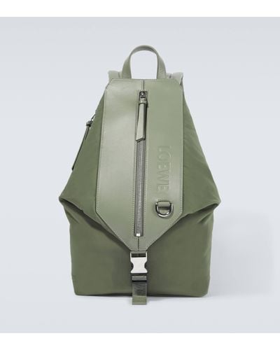 Loewe Convertible Leather-trimmed Backpack - Green