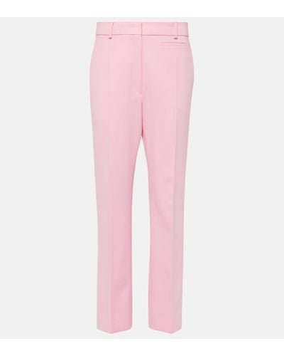 Sportmax Romagna High-rise Wool-blend Straight Trousers - Pink
