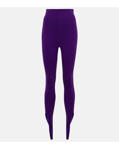 The Attico Leggings Jamie a vita alta con staffe - Viola