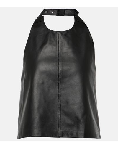 Wardrobe NYC Halterneck Leather Top - Black