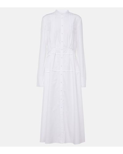 Jil Sander Pleated Cotton Shirt Dress - White