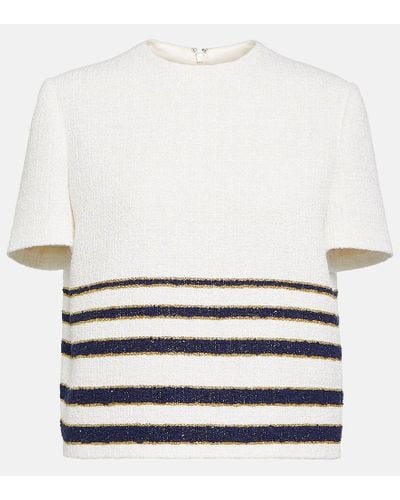 Valentino Striped Cotton-blend Top - White