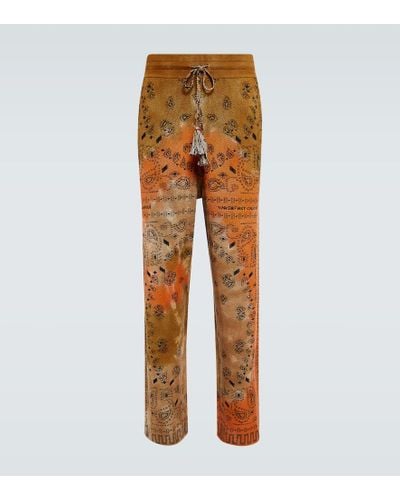 Alanui Bandana Piquet Jacquard Cotton Pants - Orange