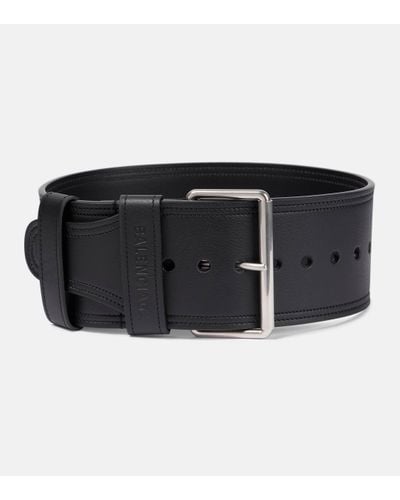 Balenciaga Force Leather Belt - Black