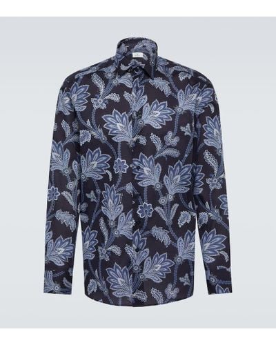 Etro Bedrucktes Hemd aus Baumwollpopeline - Blau