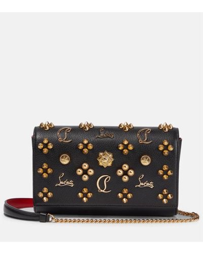 Christian Louboutin Paloma Embellished Leather Clutch - Black