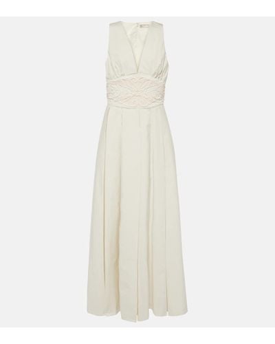 Elie Saab Crochet-detail Cotton Maxi Dress - White