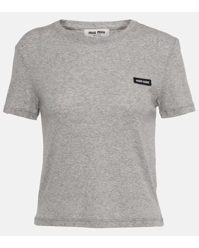 Miu Miu T-Shirt aus Baumwoll-Jersey - Grau