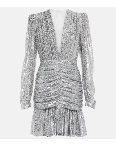 Costarellos Libby Embellished Ruched Minidress - Gray
