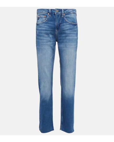 AG Jeans Girlfriend Mid-rise Slim Jeans - Blue