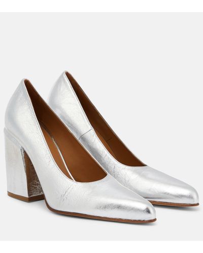 Dries Van Noten Metallic Leather Court Shoes - White