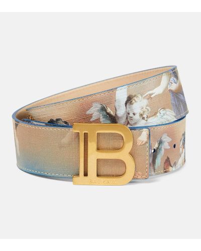 Balmain B-belt Printed Leather Belt - White