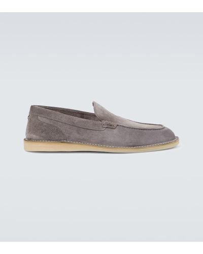 Dolce & Gabbana New Florio Ideal Suede Loafers - Gray