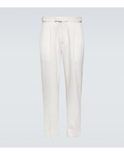 Zegna Pantaloni regular in lana e cotone - Bianco