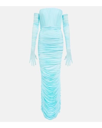 Alex Perry Padget Strapless Ruched Stretch-jersey Midi Dress - Blue