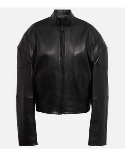 Acne Studios Logo Leather Jacket - Black