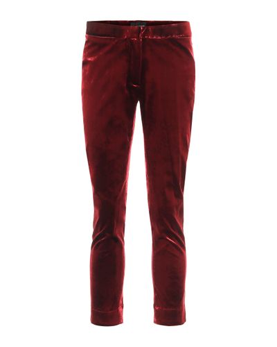 Ann Demeulemeester High-rise Skinny Cropped Velvet Trousers - Red