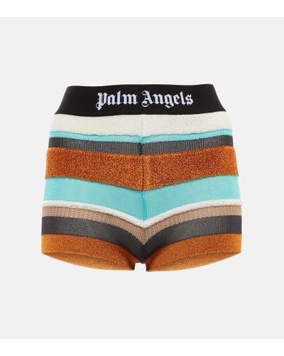 Palm Angels Lurex Striped Knit Shorts - Multicolor