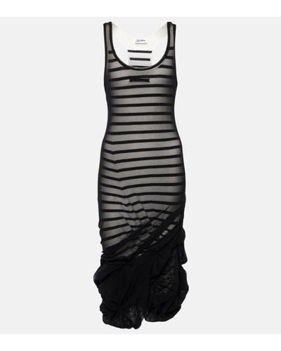 Jean Paul Gaultier Gathered Mariniere And Tulle Midi Dress - Black