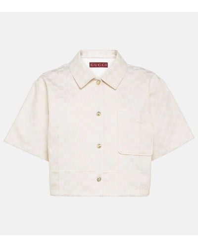 Gucci GG Cropped Gabardine Shirt - White