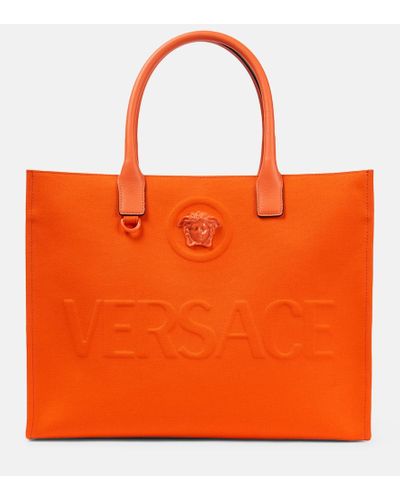 Versace La Medusa Canvas Tote Bag - Orange