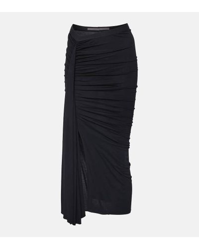 Rick Owens Fog Draped Midi Skirt - Black