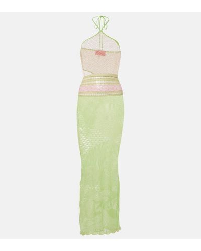 Roberta Einer Natalie Halterneck Cotton-blend Maxi Dress - Green