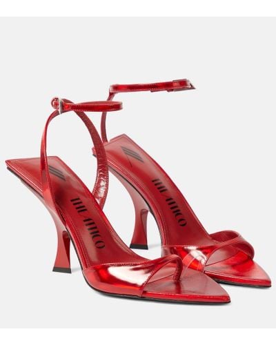 The Attico GG Mismatched 85 Metallic Sandals - Red