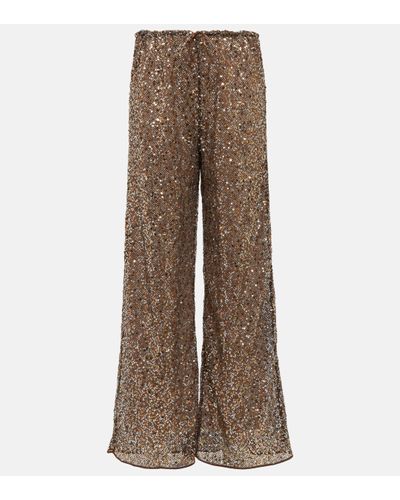 Oséree Netquins Sequined Wide-leg Trousers - Brown