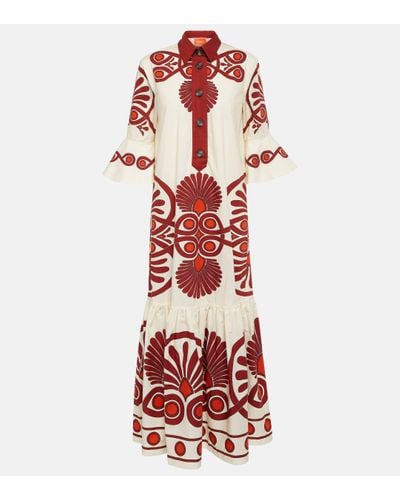 La DoubleJ Artemis Printed Cotton Poplin Maxi Dress - Red