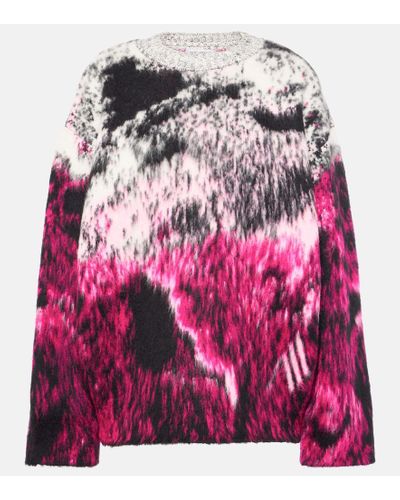 The Attico Oversized Wool-Blend Jacquard Sweater - Pink