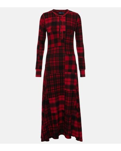 Polo Ralph Lauren Checked Cotton Maxi Dress - Red