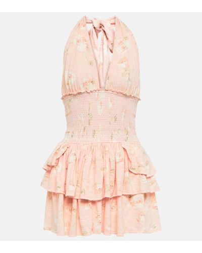 LoveShackFancy Deanna Cotton Minidress - Pink