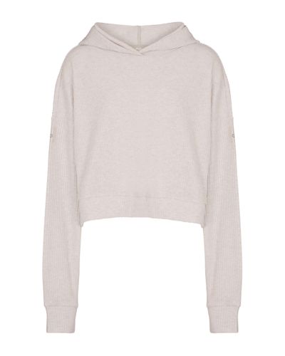 Alo Yoga Sudadera cropped Muse de punto - Blanco