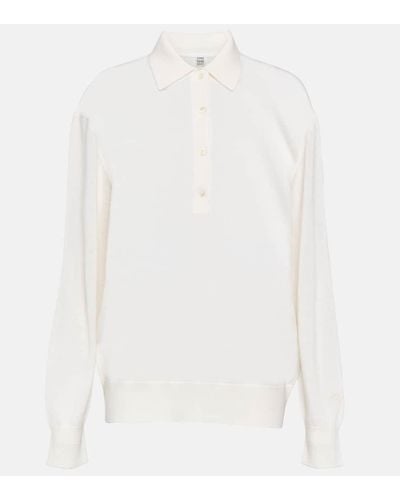 Totême Wool-blend Polo Top - White