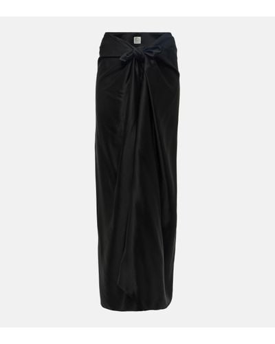 Totême Knot-detail Satin Maxi Skirt - Black