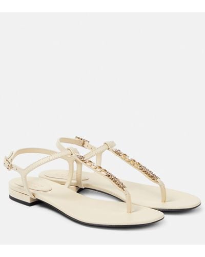 Gucci Signoria Leather Thong Sandals - White