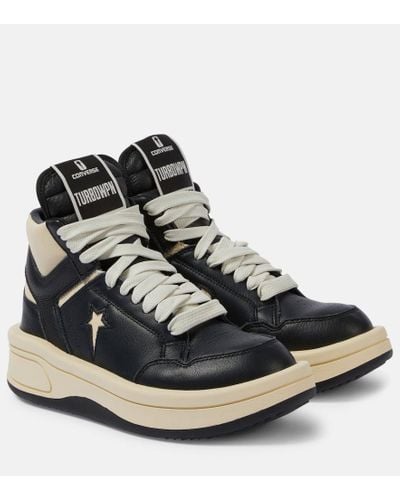 Rick Owens X Converse Turbowpn Leather Platform Sneakers - Black