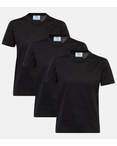 Prada Lot de 3 t-shirts en coton - Noir